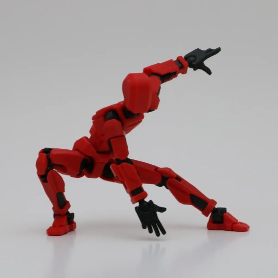 Dummy rojo en pose de estocada